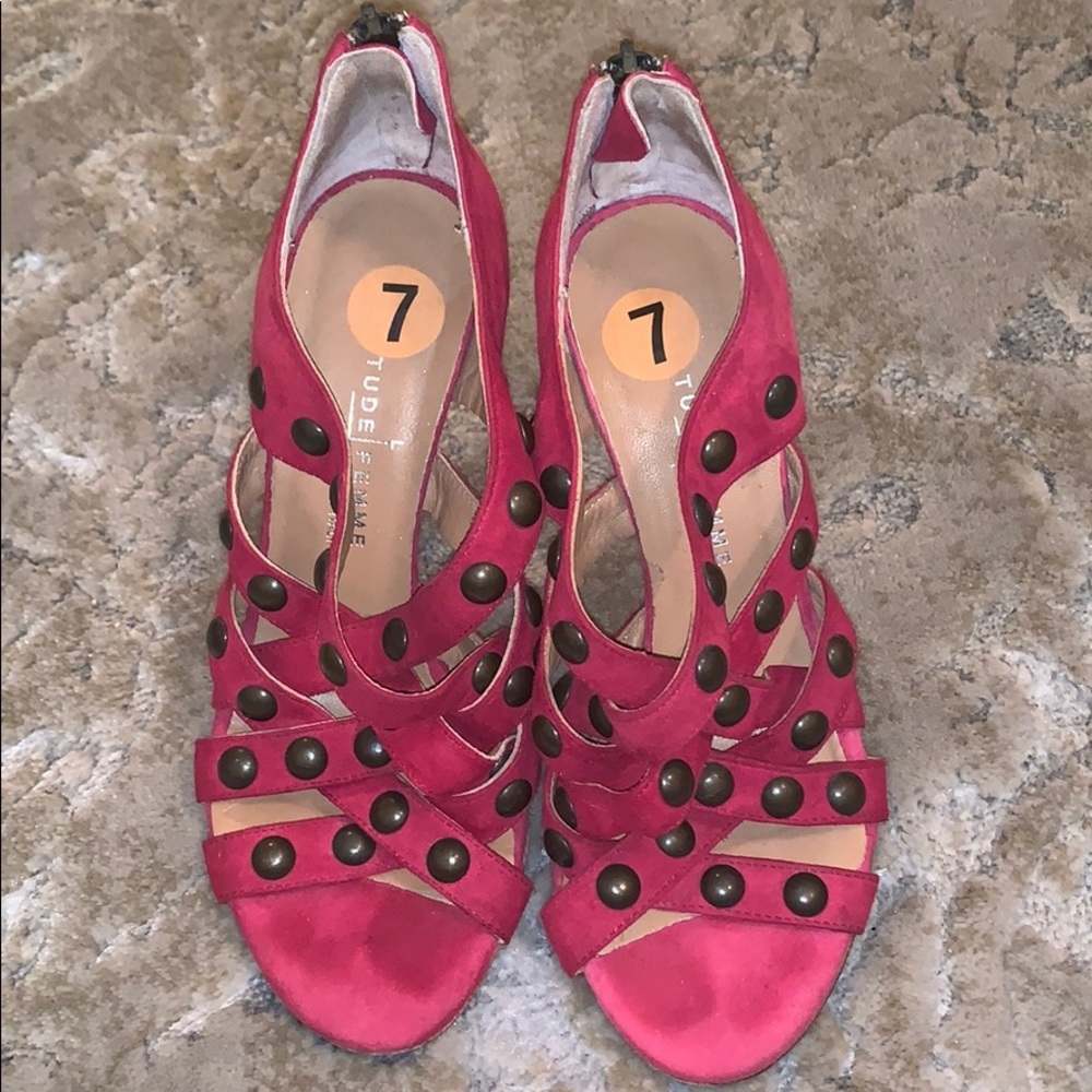 Pink/magenta heels with stud detailing